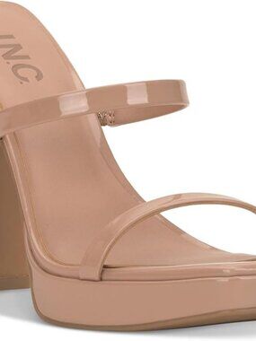 Cufflinks Inc. INC Womens Denim Faux Leather Slip On Pumps Tan 8.5 Medium